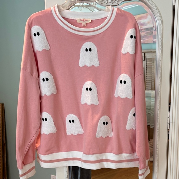 Peach Love California Tops - Peach Love California Pink Ghost Sweatshirt XL NWT comes with matching earrings